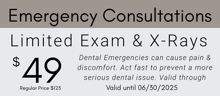 Emergency consultations limited exam and x rays 49 dollars valid 